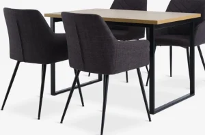 AABENRAA + PURHUSAABENRAA L120 table coloris chêne + 4 PURHUS chaises gris-JYSK Discount