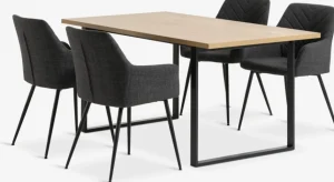 AABENRAA + PURHUSAABENRAA L160 table coloris chêne + 4 PURHUS chaises gris-JYSK Online