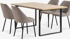 AABENRAA + VELLEVAABENRAA L160 table coloris chêne + 4 VELLEV chaises sable-JYSK Online