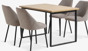 AABENRAA + VELLEVAABENRAA L120 table coloris chêne + 4 VELLEV chaises sable-JYSK Online