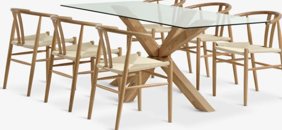 AGERBY + GUDERUPAGERBY L190 table chêne naturel + 4 GUDERUP chaises chêne-JYSK Discount