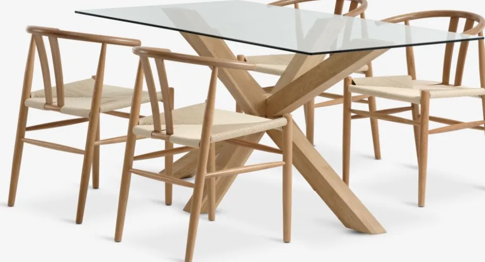 AGERBY + GUDERUPAGERBY L160 table chêne naturel + 4 GUDERUP chaises chêne-JYSK Online