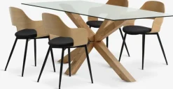 AGERBY + HVIDOVREAGERBY L190 table chêne naturel + 4 HVIDOVRE chaises noir-JYSK