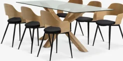 AGERBY + HVIDOVREAGERBY L190 table chêne naturel + 4 HVIDOVRE chaises noir-JYSK