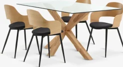 AGERBY + HVIDOVREAGERBY L160 table chêne naturel + 4 HVIDOVRE chaises noir-JYSK Outlet
