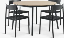 AKTIVEN + HAGLEBUAKTIVEN L118/168 table naturel + 4 HAGLEBU chaises noir-JUTLANDIA Discount