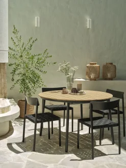 AKTIVEN + HAGLEBUAKTIVEN L118/168 table naturel + 4 HAGLEBU chaises noir-JUTLANDIA Discount