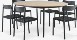AKTIVEN + HAGLEBUAKTIVEN L118/168 table naturel + 4 HAGLEBU chaises noir-JUTLANDIA Discount