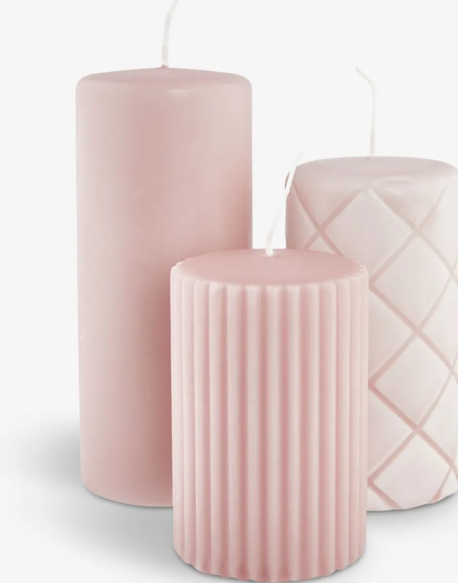 ALFREDBougie pilier ALFRED rose 3pcs/pqt-JYSK New