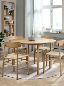 ALSTED + ISLEVALSTED Ø120 table col. chêne + 4 ISLEV chaises ss accoudoirs-JYSK Discount