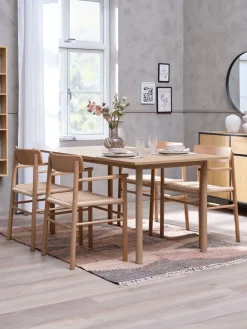 ALSTED + ISLEVALSTED L160 table colo. chêne + 4 ISLEV chaises a/accoudoirs-JYSK Sale