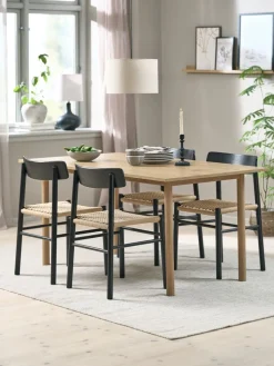 ALSTED + ISLEVALSTED L160 table coloris chêne + 4 ISLEV chaises noir-JYSK New