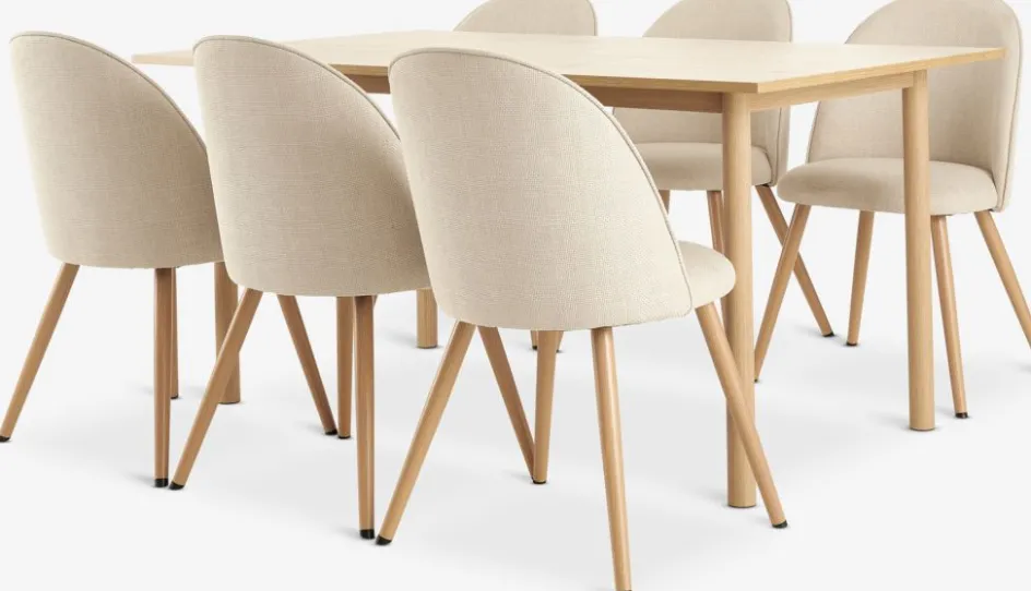 ALSTED + THORUPALSTED L160 table coloris chêne + 4 THORUP chaises beige-JYSK Outlet
