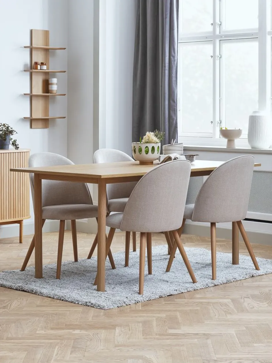 ALSTED + THORUPALSTED L160 table coloris chêne + 4 THORUP chaises beige-JYSK Outlet
