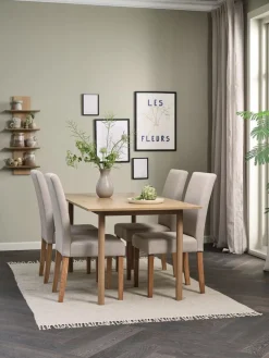 ALSTED + TUREBYALSTED L160 table coloris chêne + 4 TUREBY chaises beige-JYSK