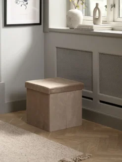 AUNINGPouf AUNING 38x38 a/rangement velours sable foncé-JYSK Online