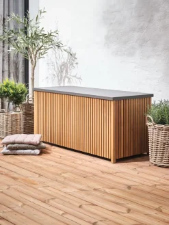 BEDERCoffre à coussins BEDER l133xH61xP54 bois eucalyptus-JUTLANDIA