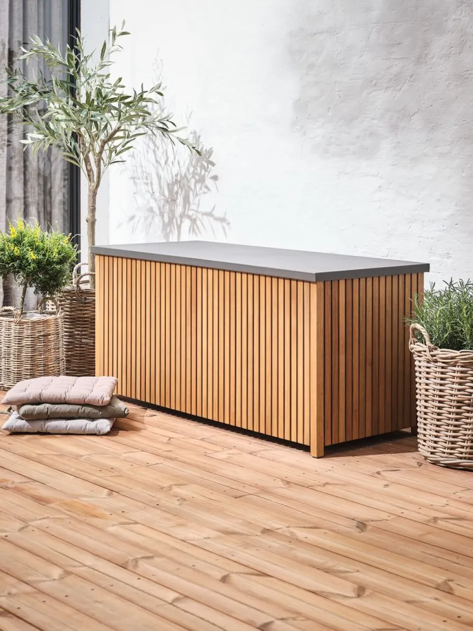 BEDERCoffre à coussins BEDER l133xH61xP54 bois eucalyptus-JUTLANDIA