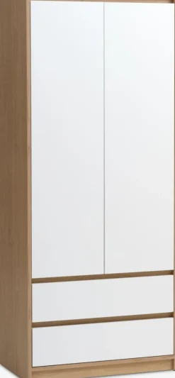 BILLUNDArmoire BILLUND 80x193 blanc/coloris chêne naturel-JYSK Discount