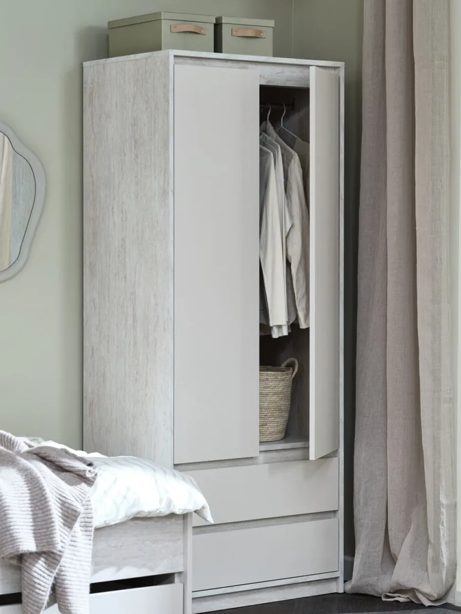 BILLUNDArmoire BILLUND 80x193 2 portes 2 tir. colo. travertin/beige-JYSK Discount