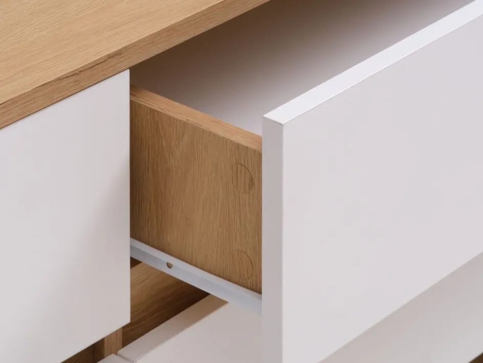 BILLUNDCommode 3+3 tiroirs BILLUND blanc/coloris chêne naturel-JYSK Discount