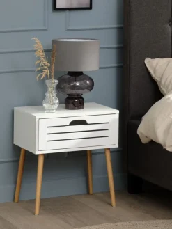 BROBYTable de nuit BROBY 1 tiroir coloris bambou/blanc-JYSK