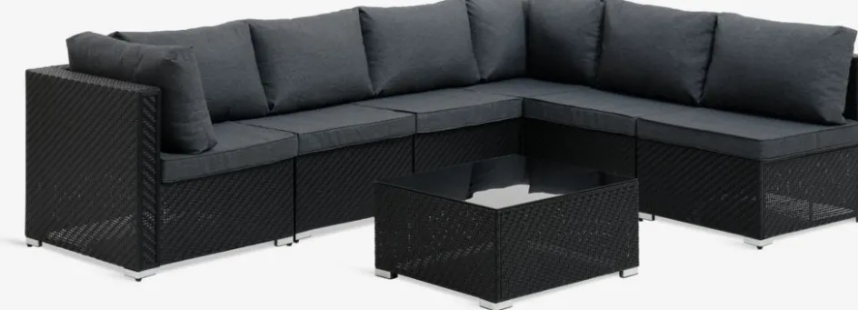 EGEnsemble lounge modulable EG 6 personnes noir-JYSK Outlet