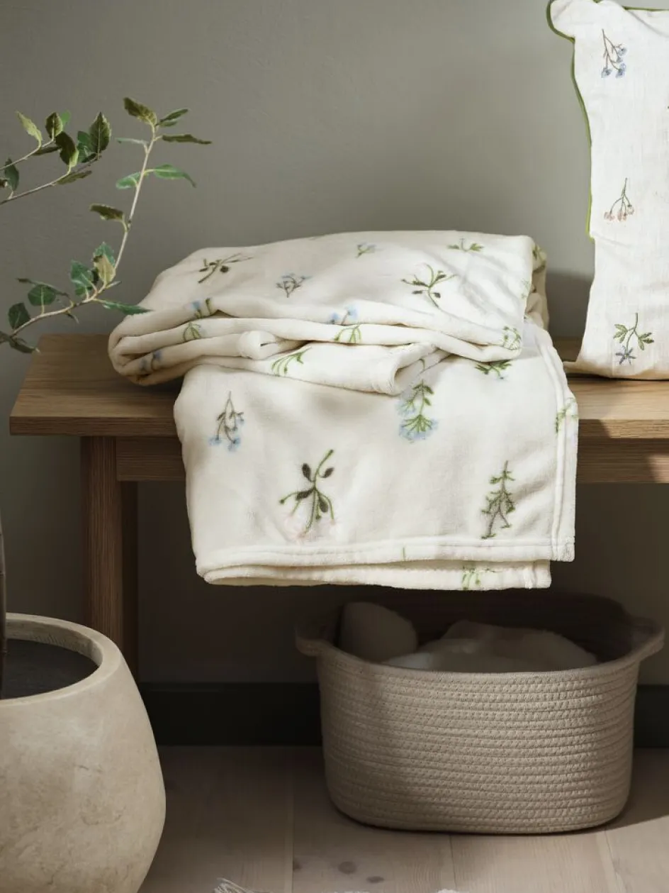 ENGSOLEIPlaid en polaire ENGSOLEI 130x170 blanc/vert-JYSK Discount