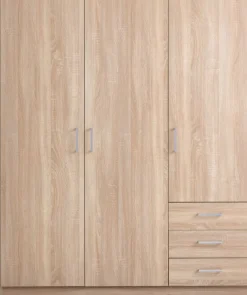 FANDRUPArmoire FANDRUP 145x176 3 portes 3 tiroirs coloris chêne c.-JYSK New