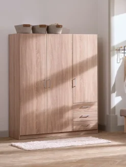 FANDRUPArmoire FANDRUP 145x176 3 portes 3 tiroirs coloris chêne c.-JYSK New