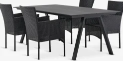 FAUSING + AIDTFAUSING L220 table + 4 AIDT chaises noir-JYSK