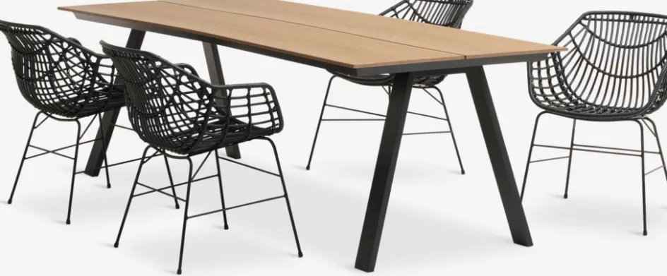 FAUSING + ILDERHUSEFAUSING L220 table l + 4 ILDERHUSE chaises noir-JUTLANDIA Sale