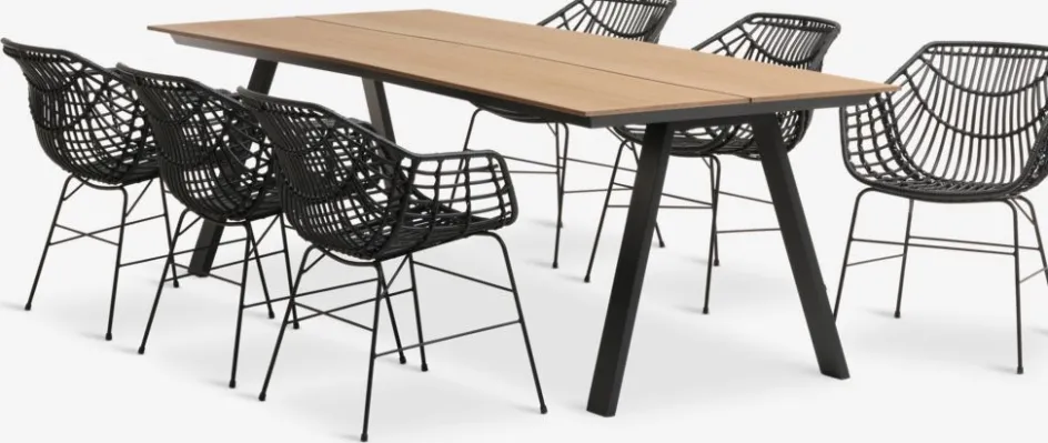 FAUSING + ILDERHUSEFAUSING L220 table l + 4 ILDERHUSE chaises noir-JUTLANDIA Sale