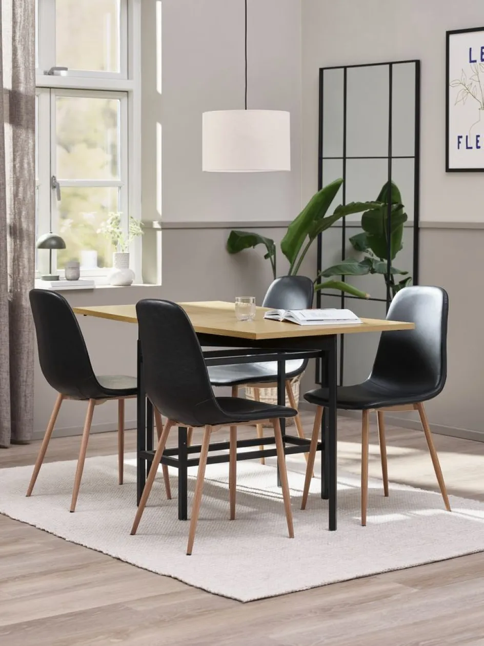 FOLDINGBRO + JONSTRUPFOLDINGBRO L130 table coloris chêne +4 JONSTRUP chaises noir-JYSK Outlet