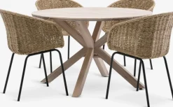 FUGLSAND + TUERNEFUGLSAND Ø120 table acacia + 4 TUERNE chaises naturel-JYSK Outlet