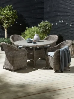 GAMMELBYGAMMELBY Ø130 table + 4 GAMMELBY chaises gris-JUTLANDIA