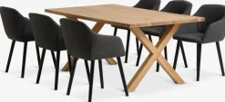 GRIBSKOV + ADSLEVGRIBSKOV L180 table chêne nat. + 4 ADSLEV chaises anthracite-JYSK Online