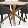 GRIBSKOV + ADSLEVGRIBSKOV Ø120 table chêne nat. + 4 ADSLEV chaises anthracite-JYSK New