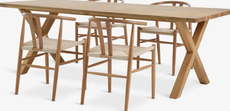 GRIBSKOV + GUDERUPGRIBSKOV L230 table chêne naturel + 4 GUDERUP chaises chêne-JYSK Outlet
