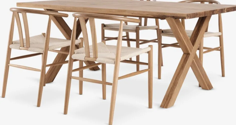 GRIBSKOV + GUDERUPGRIBSKOV L180 table chêne naturel + 4 GUDERUP chaises chêne-JYSK