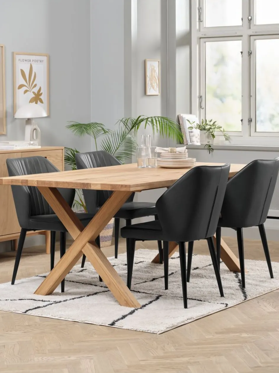 GRIBSKOV + LUNDERSKOVGRIBSKOV L180 table chêne + 4 LUNDERSKOV chaises anthracite-JYSK