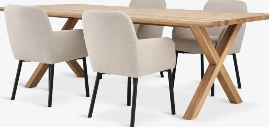 GRIBSKOV + SOTTRUPGRIBSKOV L230 table chêne naturel + 4 SOTTRUP chaises beige-JYSK Discount
