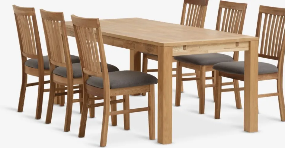 HAGEHAGE L190 table chêne naturel + 4 HAGE chaises chêne naturel-JYSK New