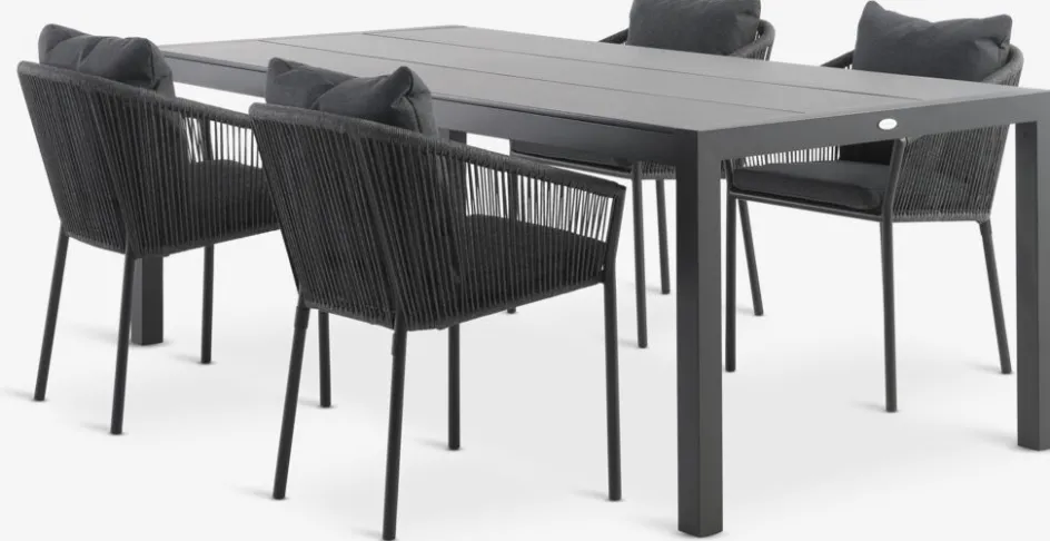 HAGEN + GILJAHAGEN L214 table + 4 GILJA chaises gris-JUTLANDIA