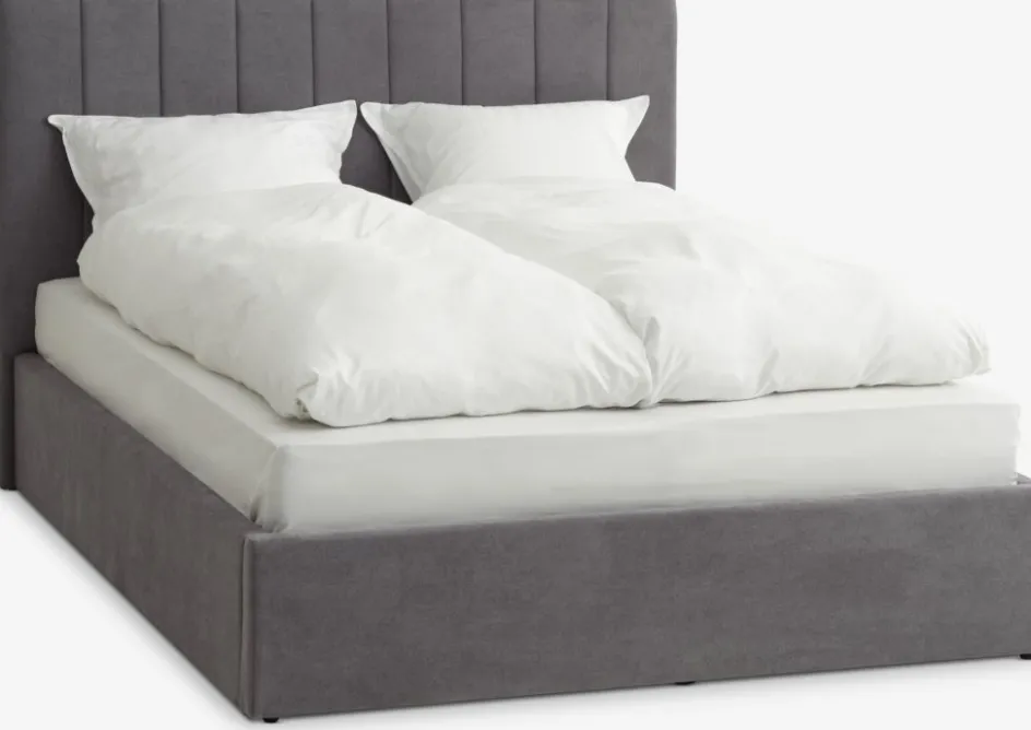 HASLEVCadre de lit HASLEV a/rangement 140x190 tissu gris foncé-JYSK Online