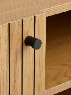 HEMDRUPMeuble TV HEMDRUP 2 portes coloris chêne chaud/noir-JYSK