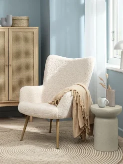 HUNDESTEDFauteuil HUNDESTED tissu teddy blanc cassé/coloris chêne-JYSK Best