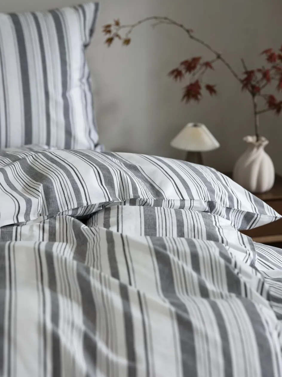 IDAGoldParure de lit IDA Fil teint 240x220 blanc/noir-KRONBORG Sale