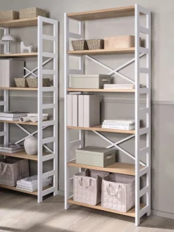 INTRUPÉtagère INTRUP 6 tablettes larges blanc/chêne naturel-Royal Oak Clearance