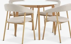 JEGIND + EJSINGJEGIND Ø105 table blanc + 4 EJSING chaises beige/colo. chêne-JYSK New